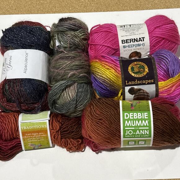 Lot of 6 Mixed Yarn Skeins – Various Brands/Colors, Some Partial, As Is - Picture 1 of 6